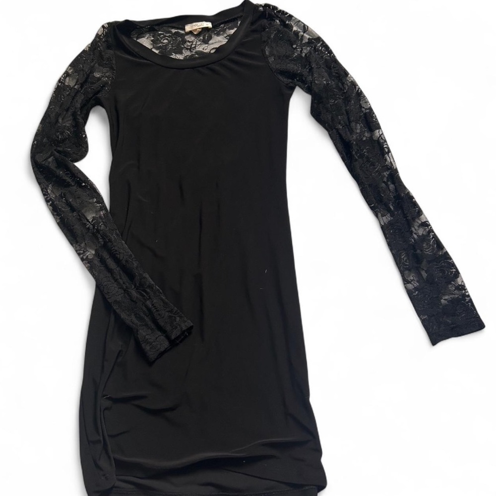 Poetry Black Long Sleeve Lace Dress
